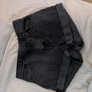 BDG black denim shorts